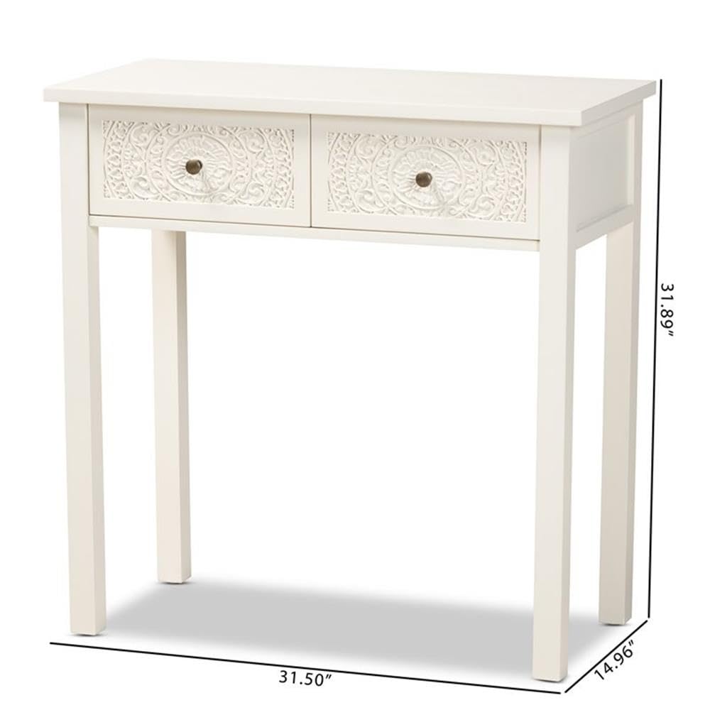 Baxton Studio Lambert Classic and Traditional White Finished Wood 2-Drawer Console Table